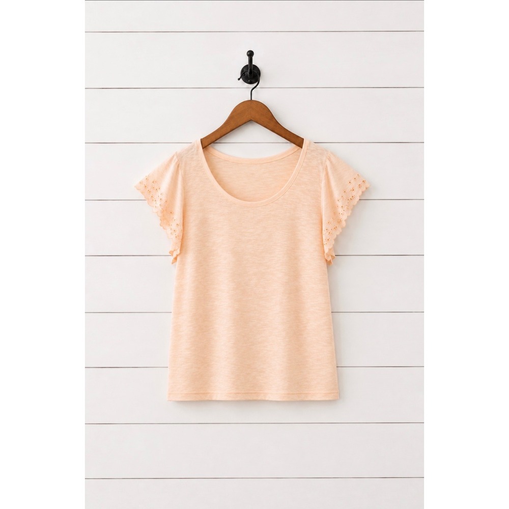 LC Lauren Conrad Flutter Sleeve Embroidered‎ Top Large